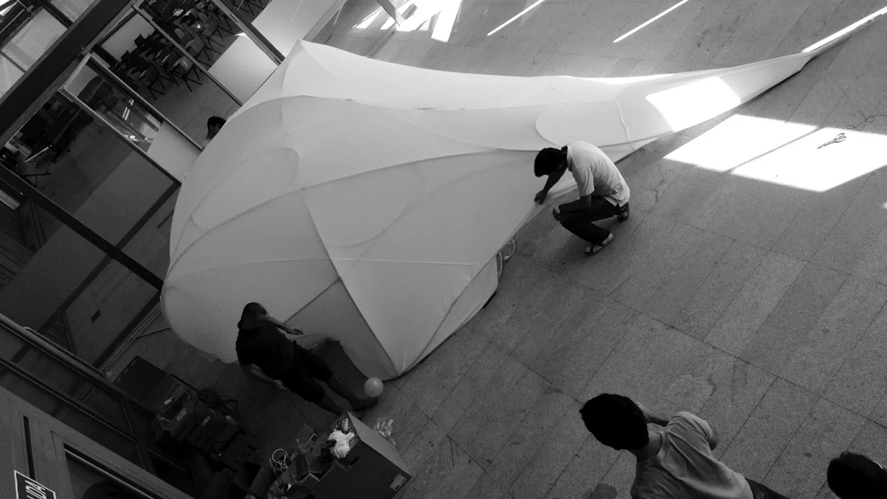 Trans-Computational Pavilion, Membrane structure + interactive lighting (2013) — image 4 of 8