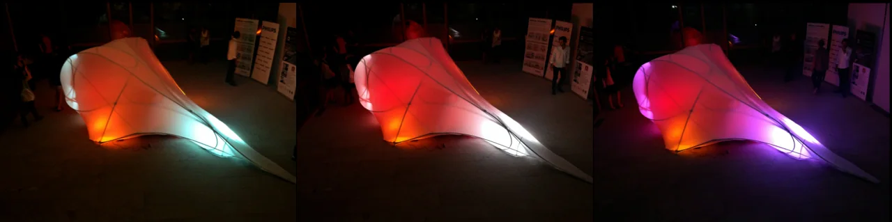 Trans-Computational Pavilion, Membrane structure + interactive lighting (2013) — image 7 of 8